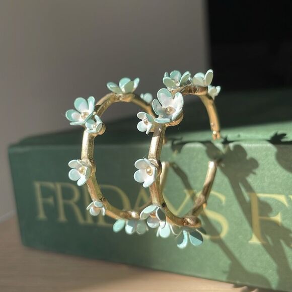 lonna & lilly | wildflower blue and gold hoops - Picture 8 of 9